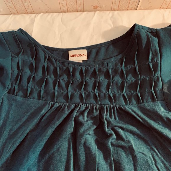 Merona Medium Blue Short Sleeve Square Neck Top Size XS - Picture 3 of 9